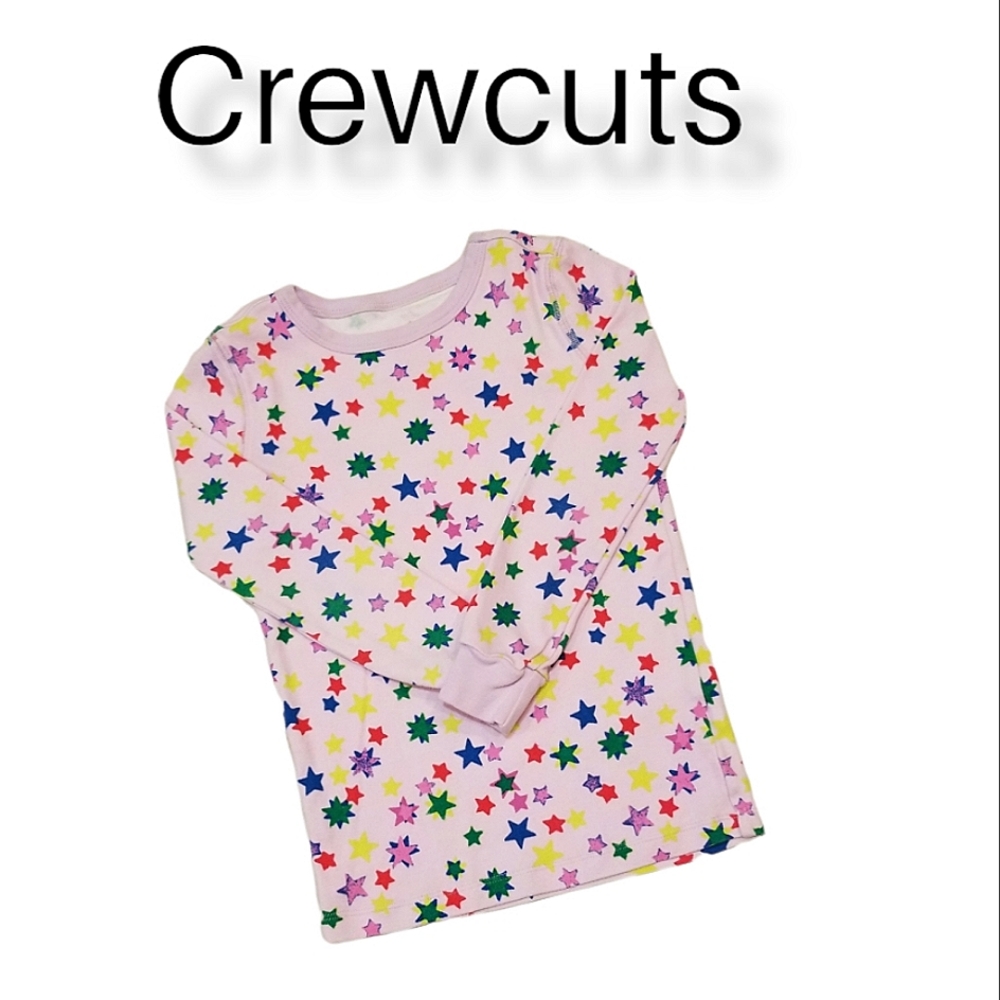 Crewcuts Pink Long John Multicolor Star Print 100% Cotton PJ Top 6